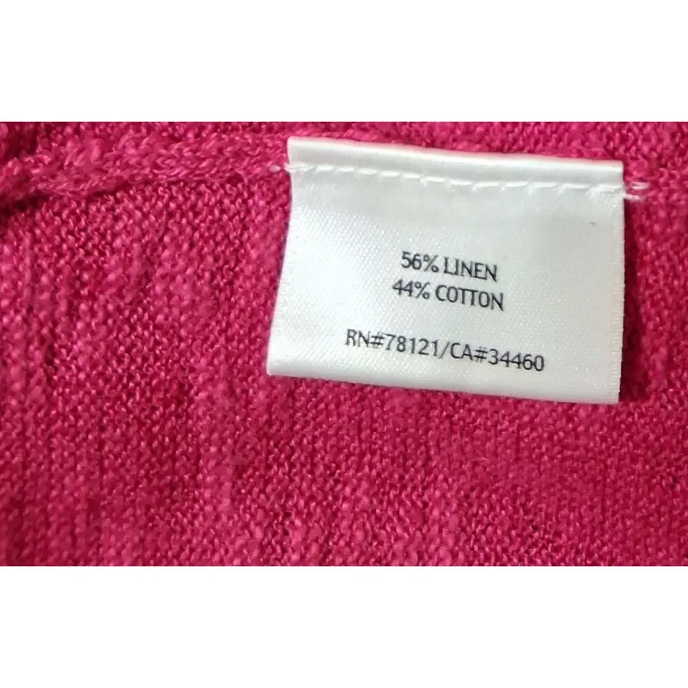 Eileen fisher womens xl linen cotton cardigan pink boxy cropped